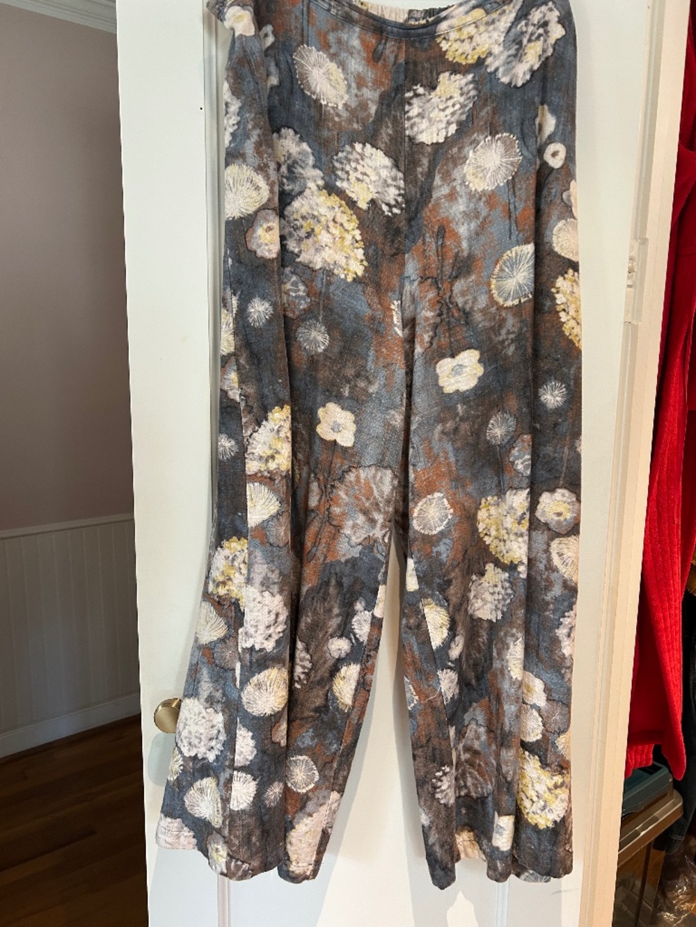 Bryn Walker XL Linen Viscose Floral Wide Leg Pants Made USA